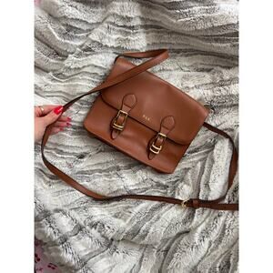 Ralph Lauren Brown Tan Leather Cross 
Bag